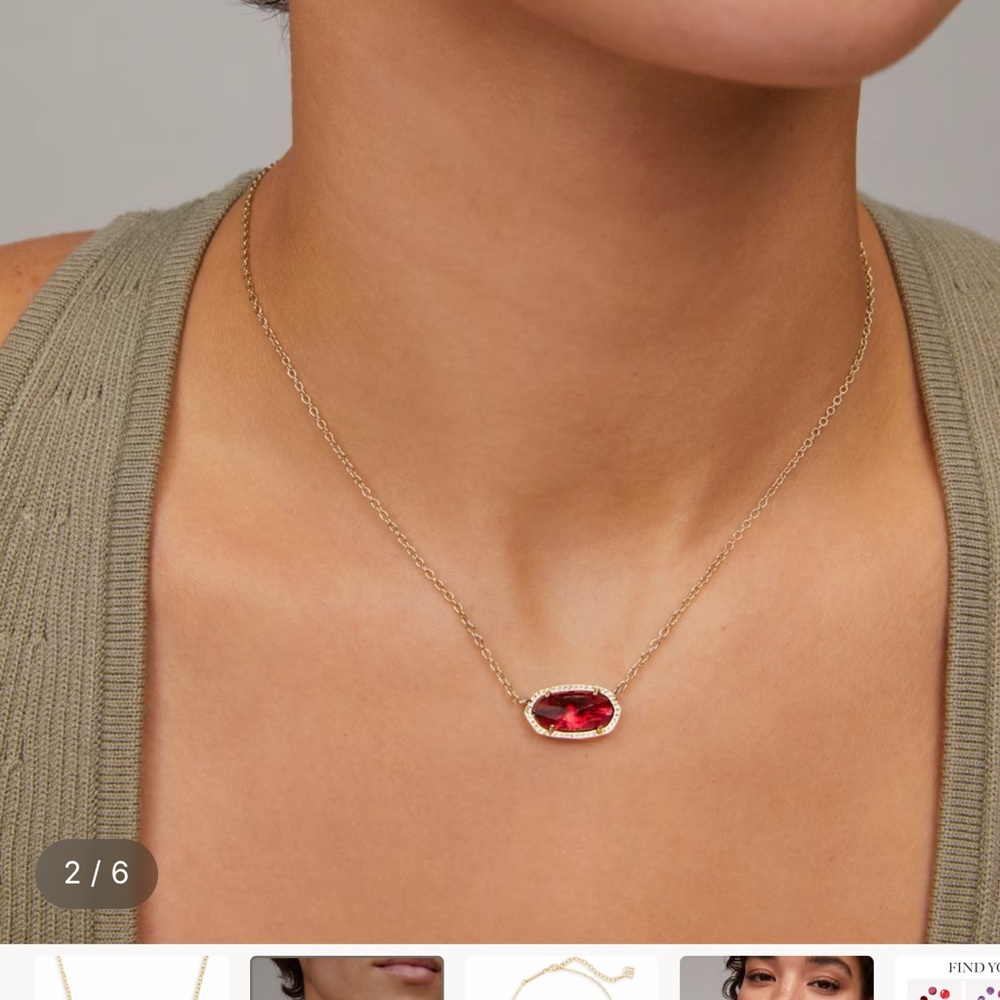Kendra Scott Gold Necklace with Red Stone - Picture 2 of 3